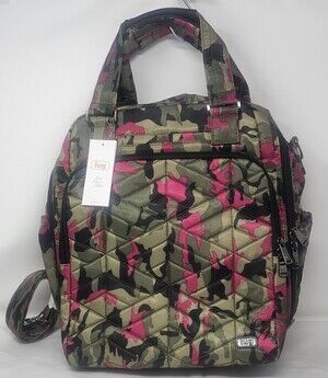 LUG Ranger XL Carry All Quilted Overnight Tote Travel Bag Camo Orchid Clover Pin